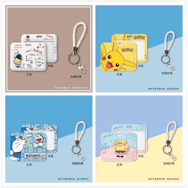 กระเป๋าใส่บัตรประจําตัว แนวนอน กันน้ํา ลายการ์ตูนโดราเอมอน ปิกาจู สําหรับเด็กนักเรียน