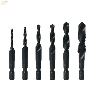 【VARSTR】Tap Drill 6Pcs Black Countersink Thread Drilling Tool M3-M10 Nitriding