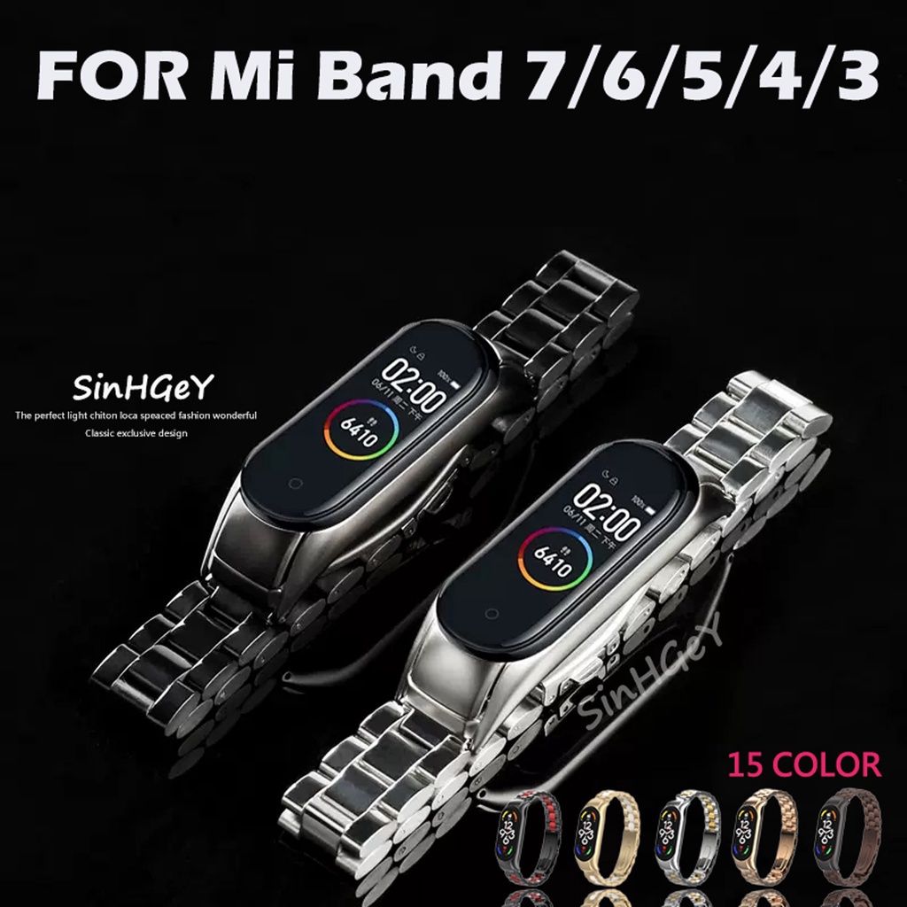 สายนาฬิกาข้อมือ สเตนเลส โลหะ แบบเปลี่ยน สําหรับ Xiaomi Mi Band 7 Mi Band 6 5 4 3