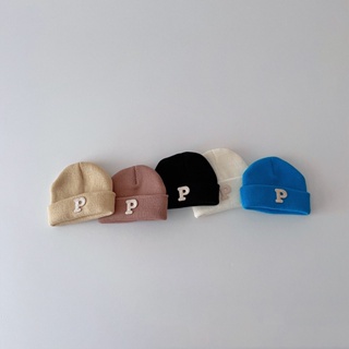 หมวกบีนนี่ ผ้าวูลถัก แบบนิ่ม พิมพ์ลายตัวอักษรน่ารัก ให้ความอ…