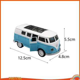 [PrettyiaTH] โมเดลรถบัสโลหะ ขนาดเล็ก 1: 32 12.5x4.8x5.5 ซม. พร้อมประตูเปิดได้ ของเล่นเสริมการเรียนรู้เด็ก