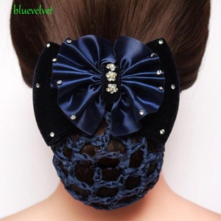 Bluevelvet เครื่องประดับผม ผ้าซาติน ประดับโบว์ พลอยเทียม