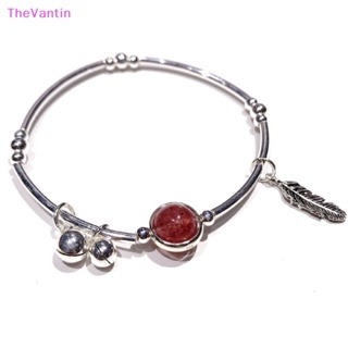 Thevantin สร้อยข้อมือ ประดับลูกปัดคริสตัล ขนนก สีชมพู เรียบง่าย เข้ากับทุกการแต่งกาย เครื่องประดับแฟชั่น ของขวัญ สําหรับปาร์ตี้