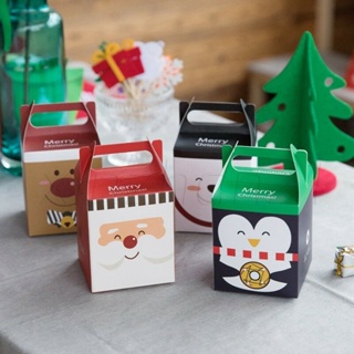 [สินค้าใหม่] กล่องกระดาษใส่ขนม ลายคริสต์มาส แบบพกพา / กล่องกระดาษห่อของขวัญ / กล่องของขวัญคริสต์มาส / สินค้าตกแต่งคริสต์มาส