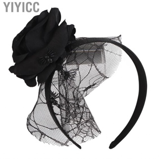 Yiyicc Flower Gauze Headband  Netting Mesh Good Elastic Ergonomic Width Widely Use Stylish Beautiful for Cosplay Partys Women