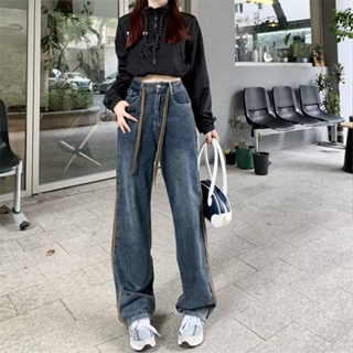 Solenne  กางเกงขายาว กางเกงยีสน์ผู้หญิง ทรงหลวม ๆ ตรง Retro Hip Hop Pants 2023 NEW Style  ทันสมัย รุ่นใหม่ Chic Comfortable A97L86S 36Z230909