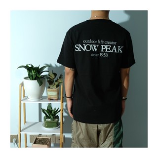 Snow PEAKjs เสื้อยืดแขนสั้น ผ้าฝ้าย พิมพ์ลายโมโนแกรม สําหรับผู้ชาย และผู้หญิง