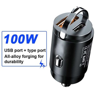 Mini Invisible Car Charger Adapter 100W USB+PD Fast Charging USB Type C