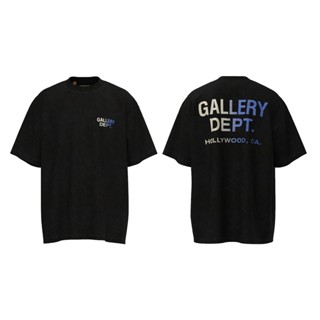 เสื้อยืดแขนสั้นลําลอง ผ้าฝ้าย พิมพ์ลาย GALLERY DEPT แต่งไล่โทนสี สไตล์สตรีท แฟชั่นสําหรับผู้ชาย และผู้หญิง