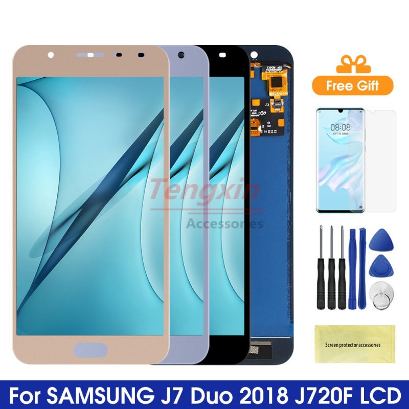 J720 Lcd สําหรับ Samsung Galaxy J7 Duo จอแสดงผล LCD Touch Screen Digitizer Assembly สําหรับ Samsung 