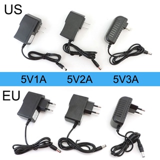 อะแดปเตอร์แปลงพาวเวอร์ซัพพลาย AC เป็น DC 5V 1A 2A 3A 5V2A EU US 1000ma 2000ma 3000ma AC 100-240V สําหรับแถบไฟ led 5.5x2.5 มม.