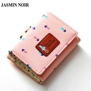 Jasmin NOIR กระเป๋าสตางค์ ใบสั้น หนัง PU พับได้ น่ารัก สําหรับผู้หญิง