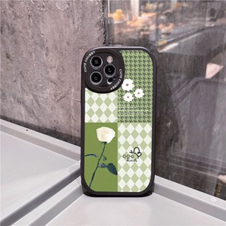 Phjm2 เคสป้องกันโทรศัพท์มือถือหนัง ลายตาราง ประดับเพชร สําหรับ Apple Iphone 13pro 14 12 11pro 7 14max 11