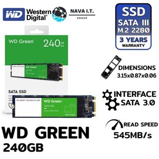 COINSคืน15%⚡FB9JMZV6⚡ WD GREEN 240 GB M.2/2280 SSD WDSSD240GB-M.2-GREEN-3D รับประกัน 3 ปี