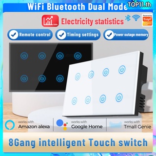 Tuya Smart Wifi Light Touch Switch 8 Gang Power Monitor Timing App Voice สำหรับ Alexa Google Home Smartlife Top111.th