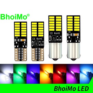 Bhoimo หลอดไฟ Led 24SMD BAX9S H6W 194 168 BAY9S H21W BA9S T4W T10 W5W 4014 DC12V สีฟ้า สําหรับติดป้ายทะเบียนรถยนต์ รถจักรยานยนต์