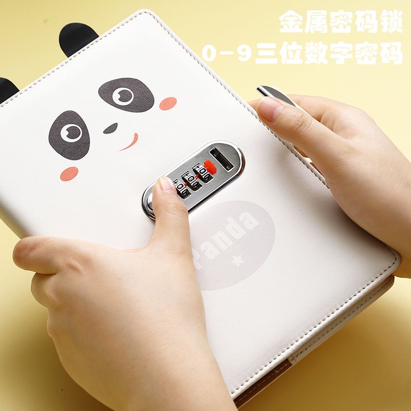หนังสือรหัสผ่านล็อคไดอารี่ A5 สําหรับเด็กผู้ชาย, Simple Business Art Vintage Girl Handbook Notebook 