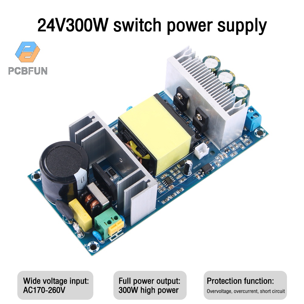 Pcbfun โมดูลบอร์ดพาวเวอร์ซัพพลาย AC 170-260 เป็น DC 24V 12.5A 300W