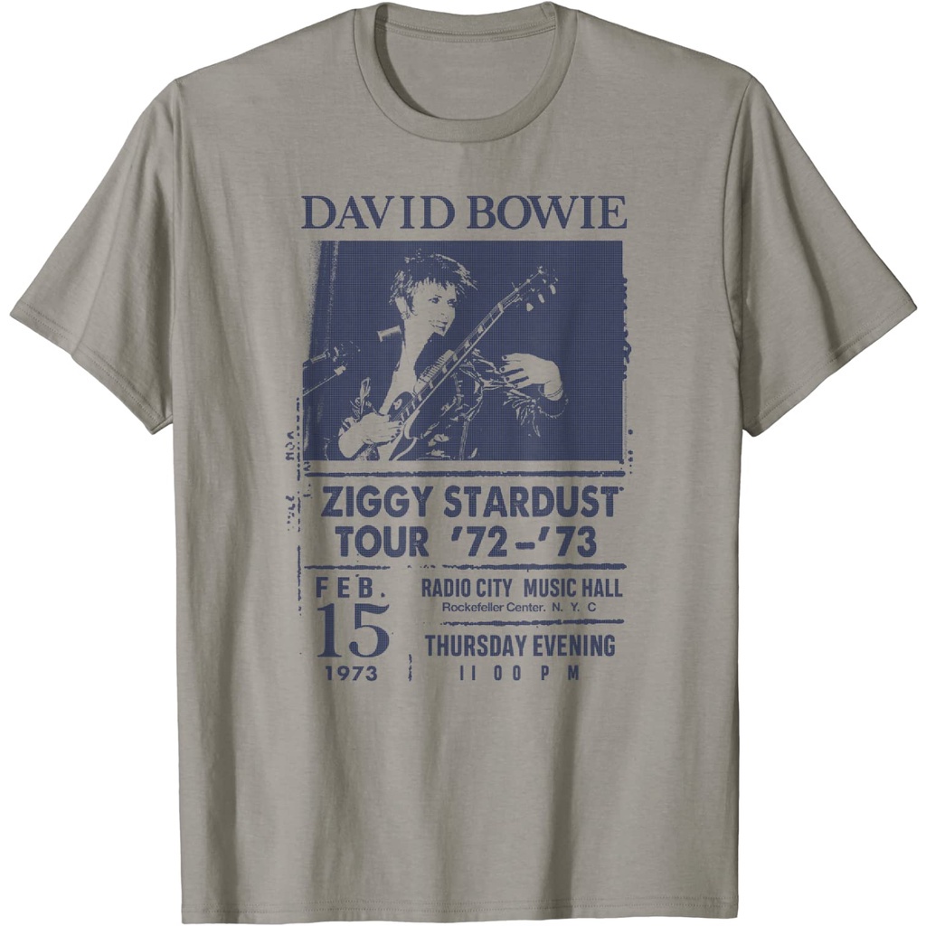 QCเสื้อยืดโอเวอร์ไซส์เสื้อยืด พิมพ์ลายวง David Bowie City RadioS-3XL
