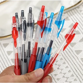 S0122 ปากกา หมึกเจล แบบกด มี3สี เขียนลื่น จับถนัดมือ มาใหม่ ด้ามใส มีกริป ปากกาลูกลื่น