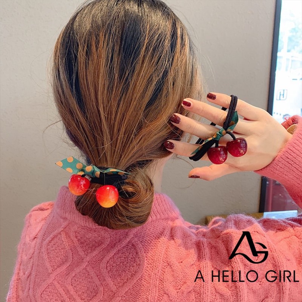 A HELLO GIRL ยางรัดผมหางม้า ขนาดใหญ่ สไตล์เรโทร เรียบง่าย เครื่องประดับ สําหรับผู้หญิง