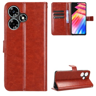 เคสโทรศัพท์หนัง PU ฝาพับ พร้อมช่องใส่บัตร และสายคล้อง หรูหรา สําหรับ Infinix Hot 30 Play