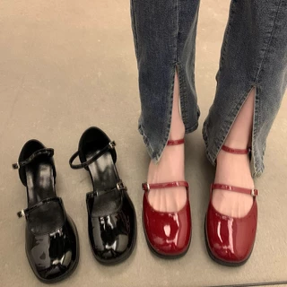 [เดินทางมาถึงภายใน 2 วัน] 70%OFF ลดล้างสต็อก size 35-39 รองเท้าแมรี่เจน 🍑 รองเท้าแตะผู้หญิง jk นุ่ม สบาย แดง ดำ