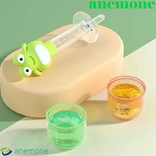 Anemone เครื่องจ่ายยาเหลว ช้อนส้อม รูปการ์ตูนกบ แบบนิ่ม ปลอดสารพิษ พร้อมถ้วยตวง สําหรับทารกแรกเกิด