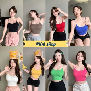 Mini shop🌸พร้อมส่ง🌸 (FY2056) เสื้อสายเดี่ยว มีฟองน้ำ ผ้านิ่มเด้งใส่สบาย มี9สี