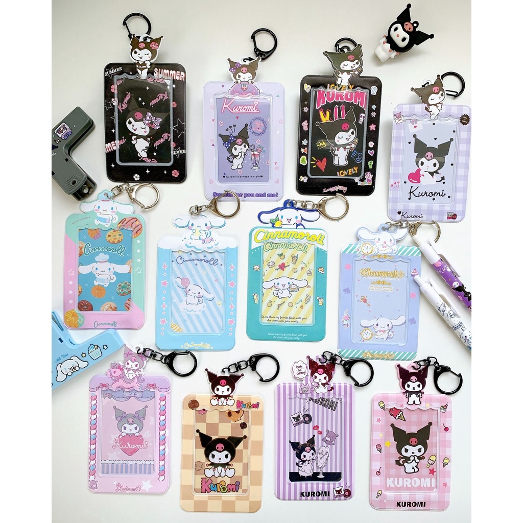 พวงกุญแจใส ป้องกันโฟโต้การ์ด ลาย Sanrio Kuromi Cinnamoroll 3 นิ้ว 12 แบบ