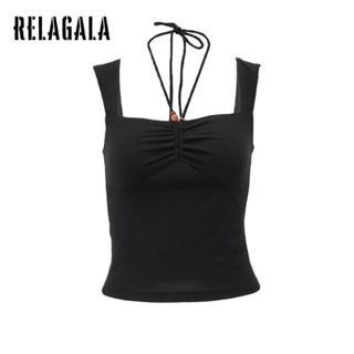 Relagala ใหม่ เสื้อสายคล้องคอลําลอง เข้ารูป สีพื้น เซ็กซี่ แฟชั่นสําหรับสตรี 2023