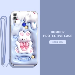 เคสโทรศัพท์มือถือ ซิลิโคนนิ่ม TPU ลายการ์ตูนกระต่าย ไดโนเสาร์ 3D พร้อมสายคล้อง สําหรับ Xiaomi Redmi 7 Redmi Note 7 Pro