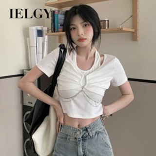 IELGY เสื้อยืด แขนสั้น ออกแบบเฉพาะ สําหรับผู้หญิง