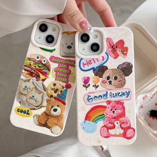 เคสโทรศัพท์มือถือ ซิลิโคนนิ่ม กันกระแทก ลายการ์ตูนหมี สุนัขน่ารัก สีเข้ม สําหรับ IPhone 11 12 13 14 Pro MAX 6 S 7 8 Plus 11Pro X XR XS MAX SE 2020 14Plus