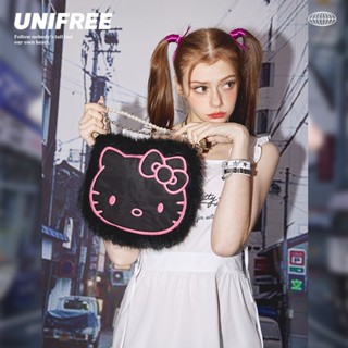 【HELLO KITTY】UNIFREE Furry Messenger Bag Cute Plush Tote Bag กระเป๋าขนเฮลโหลวคิตตี้ ลิขสิทธิ์แท้