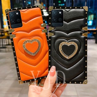 เคสโทรศัพท์มือถือ ขอบตรง กันกระแทก ลายหัวใจ ประดับเพชร สามมิติ สําหรับ OPPO A55 A54 A16 A74