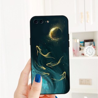 เคสป้องกันโทรศัพท์มือถือ ลายภาพวาดสีน้ํามัน รูปดวงจันทร์ สําหรับ Apple Iphone 13 14Pro 12mini 11 7plus 8 xr se xs