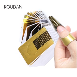 Koudan ถาดกระดาษต่อเล็บเจล UV อะคริลิค สีทอง สําหรับตกแต่งเล็บ 100 ชิ้น