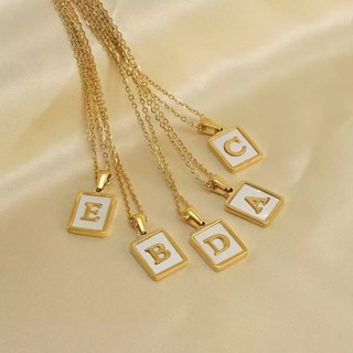 สร้อยคอจี้ตัวอักษรภาษาอังกฤษ A-Z ผู้หญิง สร้อยคอตัวอักษร โซ่ necklace สแตนเลส304