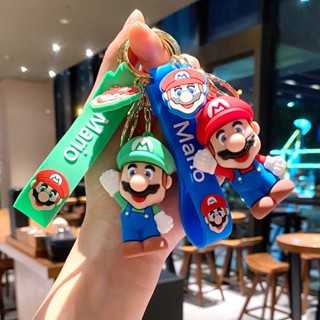 พวงกุญแจ จี้ฟิกเกอร์ Super Mario Action Figure Anime Mario Bros Luigi Toad Yoshi Bowser สําหรับแขวนกระเป๋า