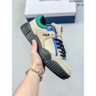 Fila Pops รองเท้าผ้าใบลําลอง ส้นแบน สไตล์วินเทจ สําหรับสตรี เหมาะกับการเล่นกีฬา