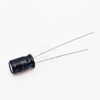 ตัวเก็บประจุอลูมิเนียม อิเล็กโทรไลต์ ปลั๊กตรง 35V22UF 5 * 7 มม. 22UF 35V