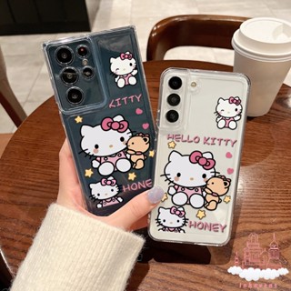 เคสซิลิโคนนิ่ม ลายคิตตี้ กันกระแทก สําหรับ Samsung S23 Ultra S22 S21 Plus S20 FE A20 A32 4G A03 Core