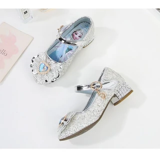 Pippikids- รองเท้าส้นสูง รองเท้าหนัง คริสตัล เจ้าหญิงเอลซ่า สําหรับเด็กผู้หญิง