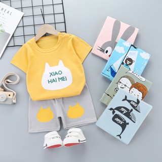 พร้อมส่ง เสื้อยืดแขนสั้น ผ้าฝ้ายแท้ พิมพ์ลายการ์ตูนตัวอักษร สไตล์เกาหลี แฟชั่นฤดูร้อน สําหรับเด็กผู้ชาย ผู้หญิง อายุ 1-3 ปี 2022 4-5 ปี