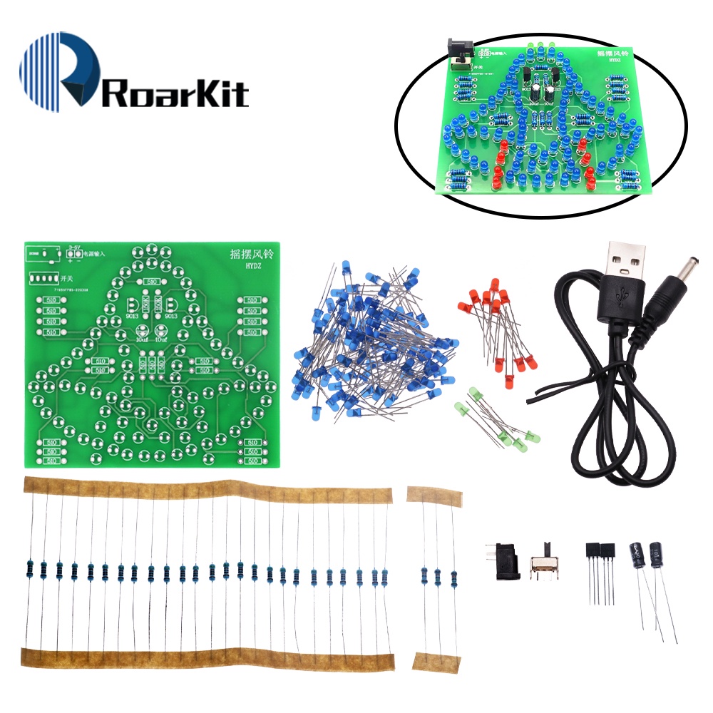 ห้องปฏิบัติการ Swing Bells DIY Windbell สนุกบัดกรีอิเล็กทรอนิกส์ Swing Bells กระดิ่งลม 95 LEDs ไฟกระพริบ DC 5V ชุดการเรียนรู้