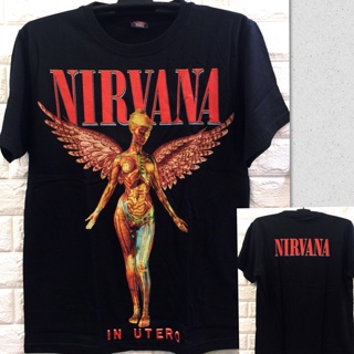 เสื้อยืดแขนสั้น พิมพ์ลายวงร็อค Nirvana Utero