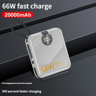 พาวเวอร์แบงค์ 20000mAh แบบพกพา พร้อมไฟฉาย LED USB 66W 22.5W PD ชาร์จเร็ว พร้อมสายเคเบิล TPYE C