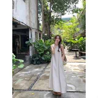 🍒เดรส🍒ชุดเดรส✨เปิดหลัง สายสะพายไหล่ข้างเดียว คอกลม ทรงหลวม