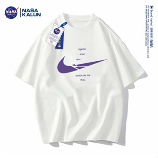 เสื้อยืดแขนสั้น ผ้าฝ้าย ทรงหลวม พิมพ์ลายนักบินอวกาศ NASA แฟชั่นฤดูร้อน สําหรับคู่รัก